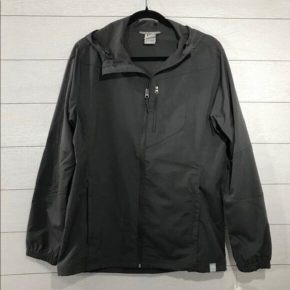 AVALANCHE Gray Windbreaker Jacket Attached hood. Size Medium NWT